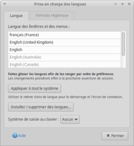 changer langue dans xubuntu