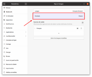 changer le format de utilisateur courant