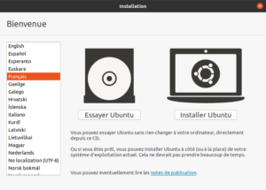 installation ubuntu choix langue