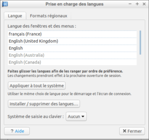 prise en charge des langues Lubuntu 18.04