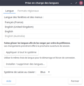 prise en charge des langues Ubuntu Budgie
