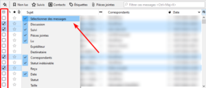 sélection messages Thunderbird 78