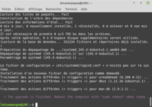 fin de la mise à niveau vers Linux Mint 20