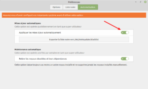 activation mises à jour auto