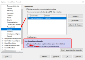 Activer fonctions expérimentales dans LibreOffice