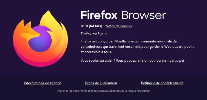à propos Firefox 81