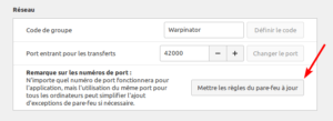 bouton pour ajout des regles au firewall dans Linux Mint 20