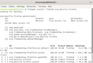 Installation Flatpak Firefox sur Debian