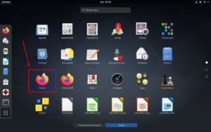 Lanceur de Firefox au format Flatpak dans le menu des applications de Gnome sur Debian