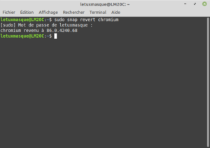 Exemple commande : snap revert chromium