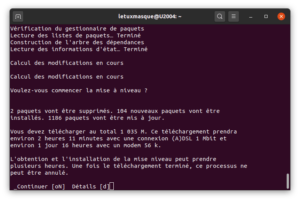 Confirmer l'application de la mise à niveau de Ubuntu