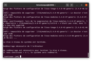 Redémarrage de fin de mise à niveau vers Ubuntu 20.10