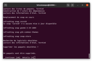 Suppression des paquets devenus obsolètes avec la mise à niveau vers Ubuntu 20.10