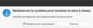 Redémarrage de fin de mise à niveau