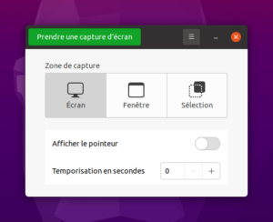Outil capture d'écran dans Ubuntu 20.10