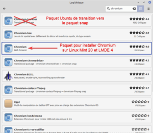 paquet Chromium dans logithèque Linux Mint