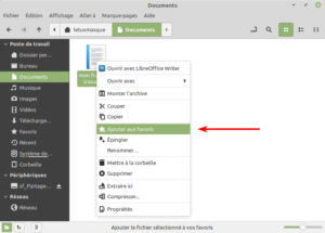 Ajouter aux favoris dans Linux Mint 20.1