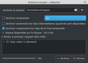 archiver projet dans Kdenlive