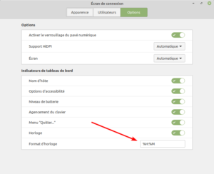 Configuration du format de l'horloge sur écran de connexion de Linux Mint 20.1
