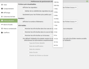 Configuration taille fichier pour création des vignettes