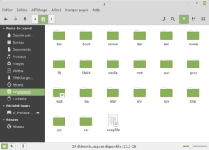 Liste des dossiers système Linux Mint 20