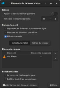 éléments de la barre état Xfce