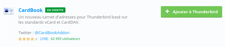 Module CardCook pour synchroniser contact Google avec Thunderbird