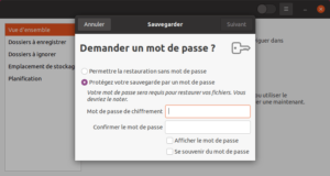 sauvegarder - demander mot de passe
