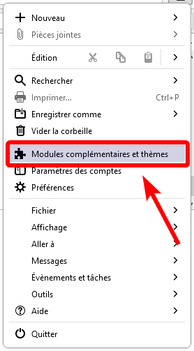 Thunderbird 91 - Accès aux modules complémentaires