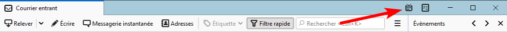 Thunderbird 91 - Accès onglet agenda