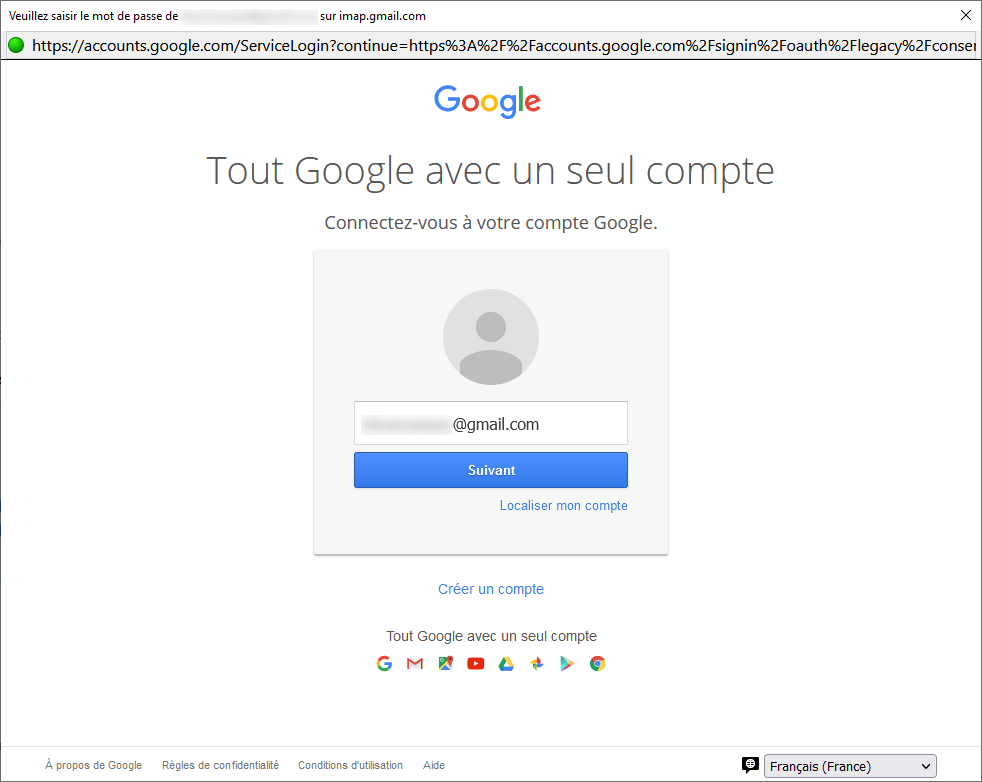 Thunderbird 91 - google - autorisation 1