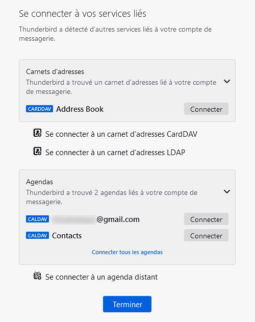 Thunderbird 91 - connexion aux services liés à Gmail