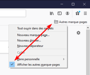 option pour afficher les autres marque-page dans la barre personnelle