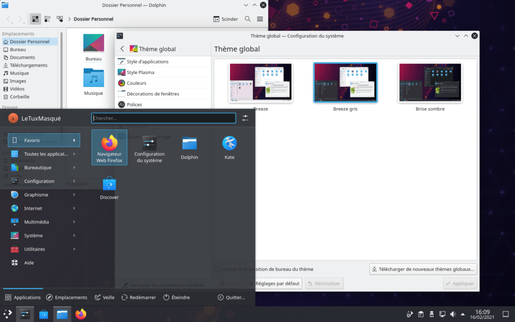 KDE Plasma 5.21 - thème Breeze Twilight