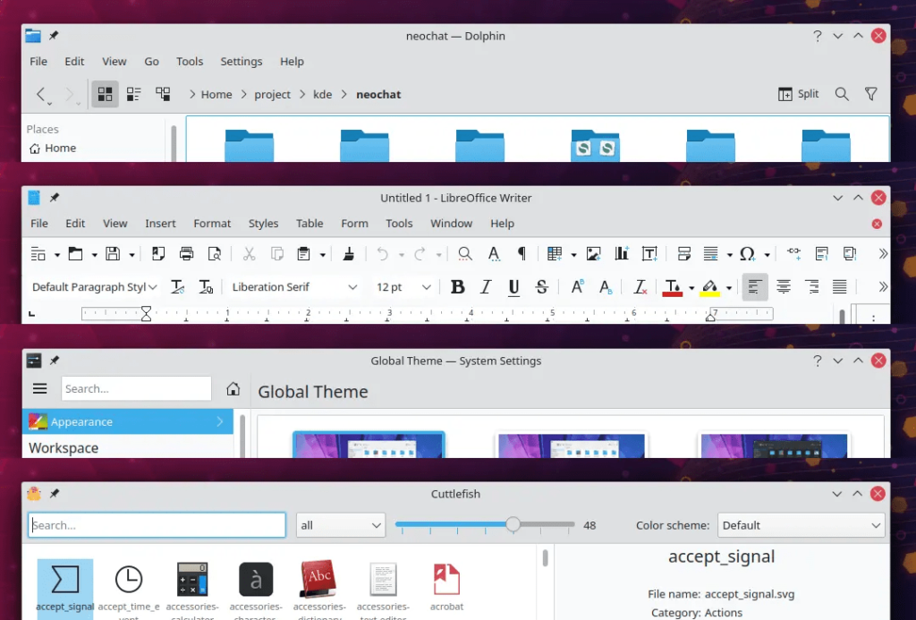 nouveau thème des barres d'en-tête dans KDE Plasma 5.21