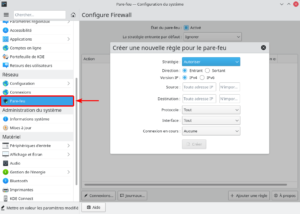 Paramètres pare-feu dans KDE Plasma 5.21