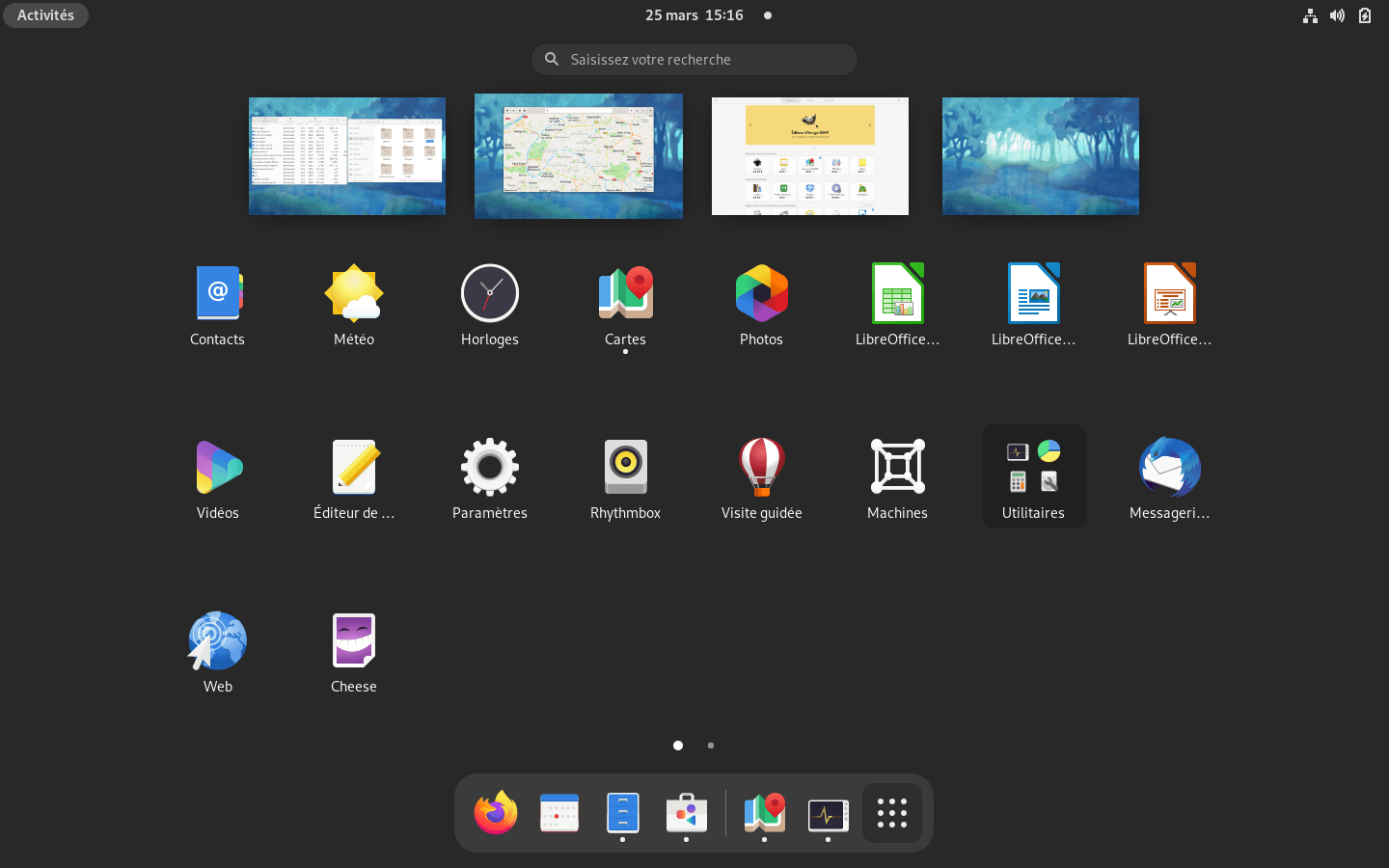 GNOME 40 - Menu des lanceurs