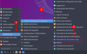 Accès paramétreur de session LXQt dans Lubuntu 20.04