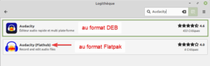 Paquets Audacity dans gestionnaire de logiciels de Linux Mint