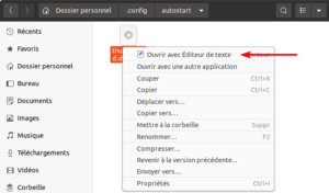 Exemple pour éditer le lanceur de l'application au démarrage Thunderbird dans Ubuntu