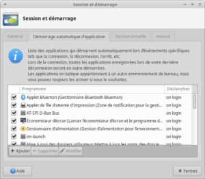 Liste des applications au démarrage de Xubuntu