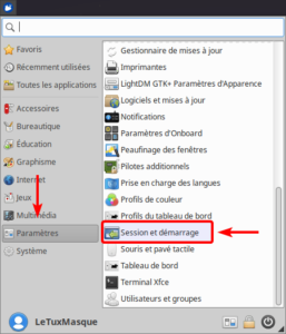 Accès à session et démarrage dans Xubuntu