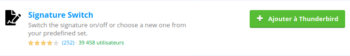 Extension Signatrure Switch pour ajouter une signature à un mail dans Thunderbird