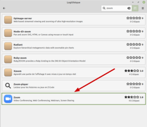 Flatpak zoom dans logithèque de Linux Mint