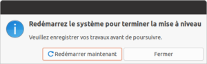 Redémarrage de fin de mise à niveau vers Ubuntu 21.04