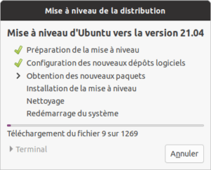 Application de la mise à niveau vers Ubuntu 21.04