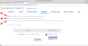 signature switch - preferences identities