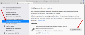 Thunderbird - Accès aux paramètres de Chiffrement de bout en bout