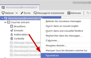 Thunderbird - Accès aux paramètres de compte