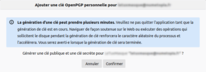 Thunderbird - Générer une clé OpenPGP - confirmation